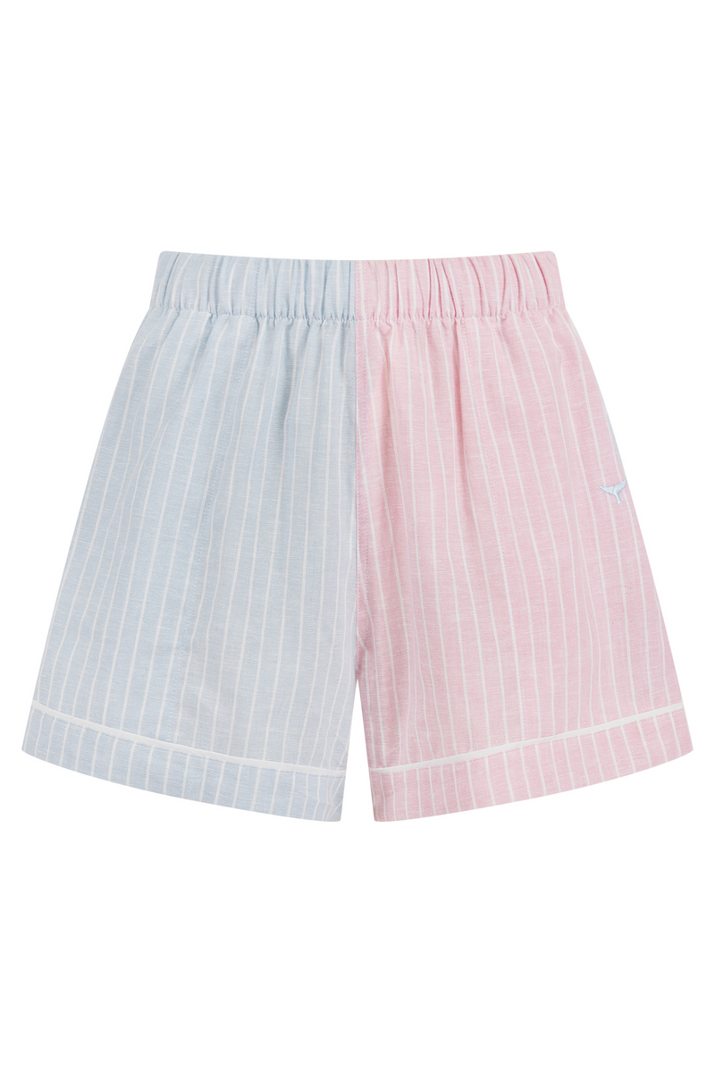 Portland Pyjama Shorts - Blue/Pink Stripe - Whale Of A Time Clothing