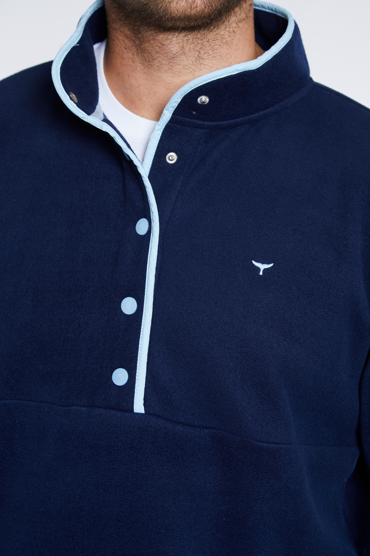 Pembroke Pullover Unisex Fleece - Navy & Light Blue - Whale Of A Time Clothing