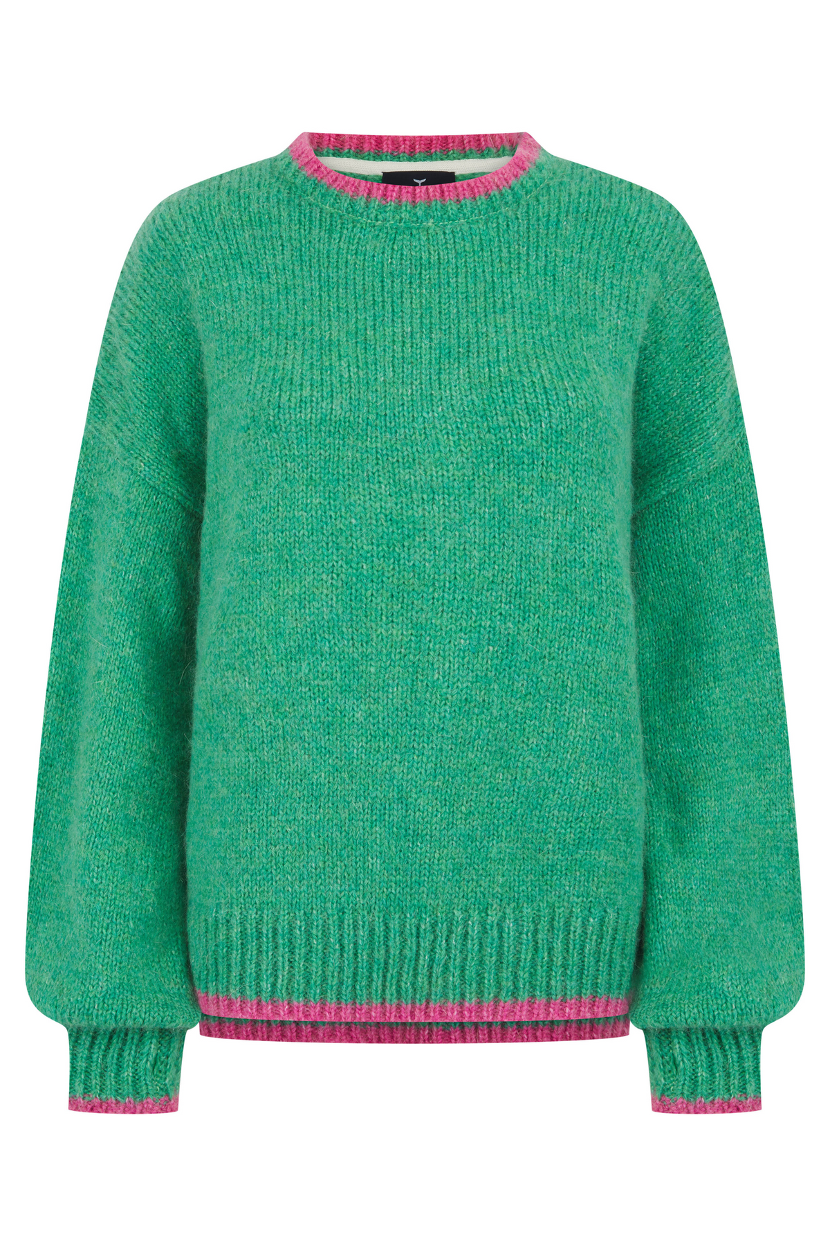 Rockingham Round Neck Jumper - Green/Pink - Whale Of A Time Clothing