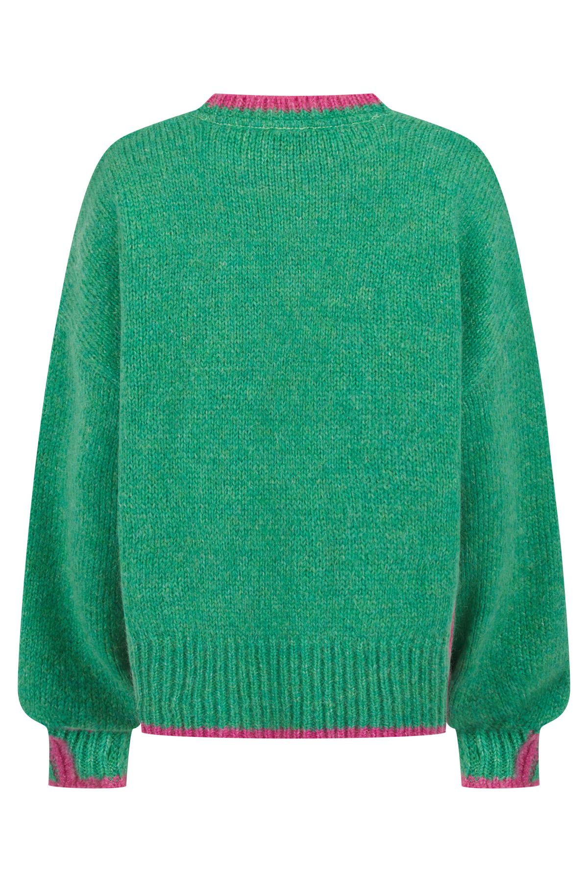 Rockingham Round Neck Jumper - Green/Pink - Whale Of A Time Clothing