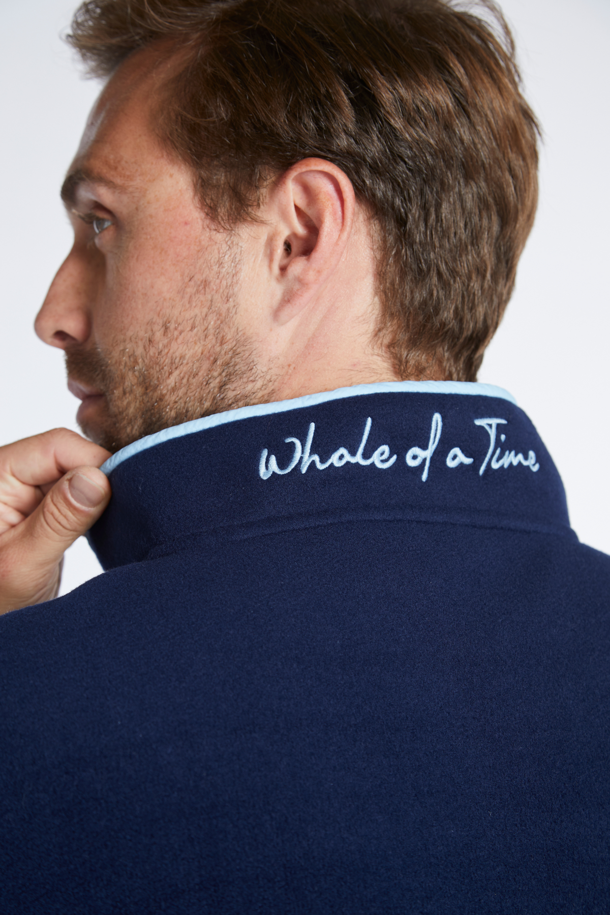 Pembroke Pullover Unisex Fleece - Navy & Light Blue - Whale Of A Time Clothing