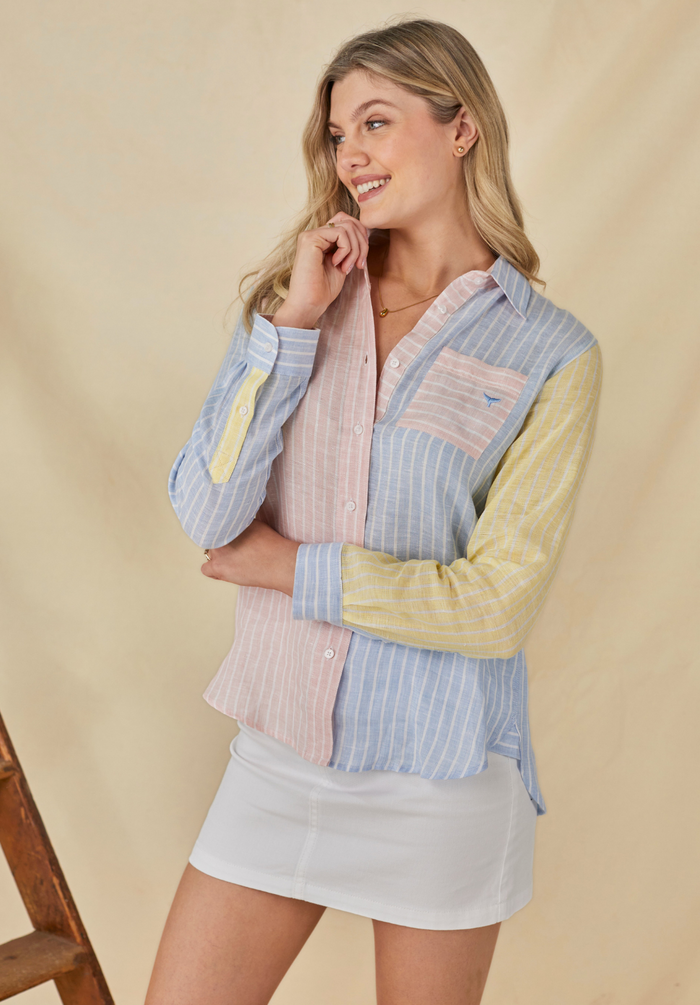 Banbury Women's Linen Shirt - Blue/Pink