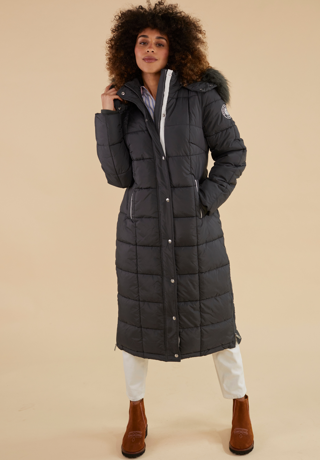 Chatsworth Longline Puffer Coat - Charcoal