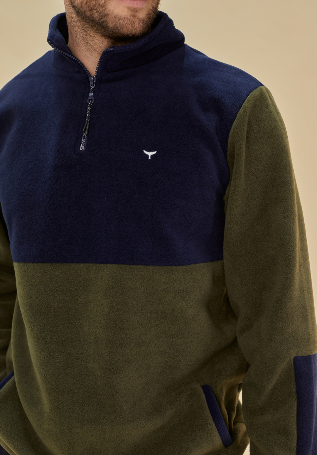 Exeter Fleece Men's Quarter Zip - Navy & Green