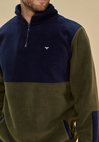 Exeter Fleece Men's Quarter Zip - Navy & Green