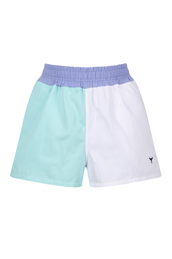 Women's Exmouth Rugby Shorts - White/Mint - Whale Of A Time Clothing