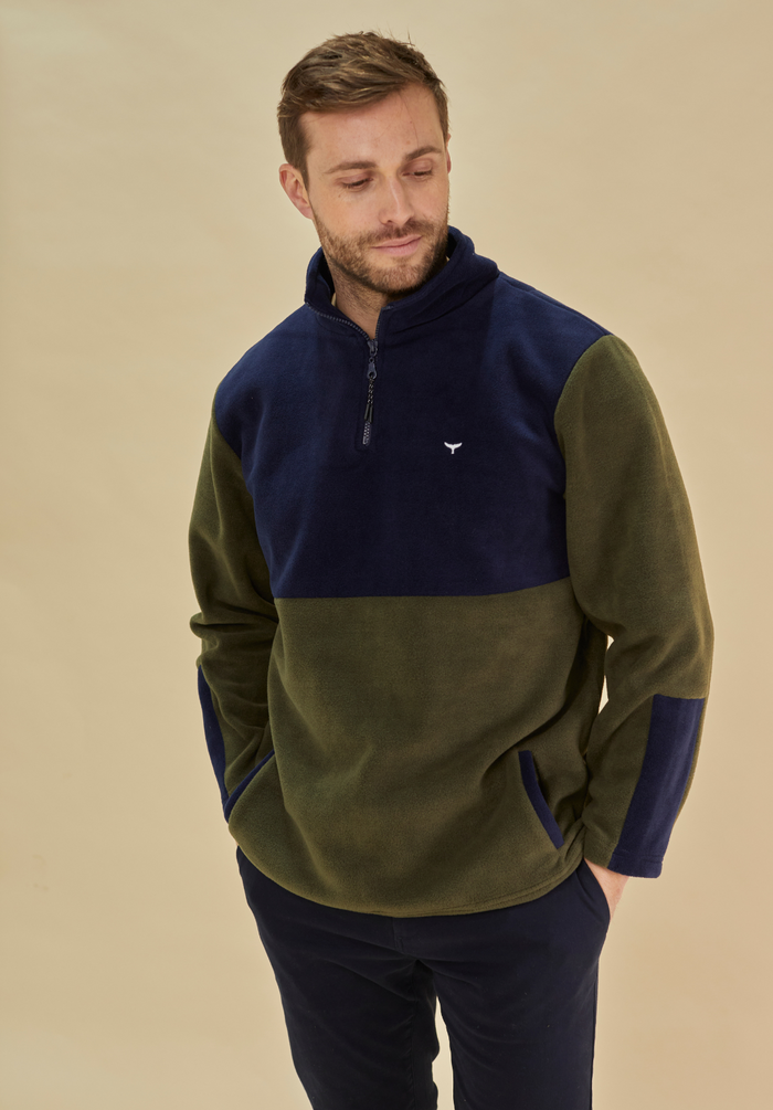 Exeter Fleece Men's Quarter Zip - Navy & Green