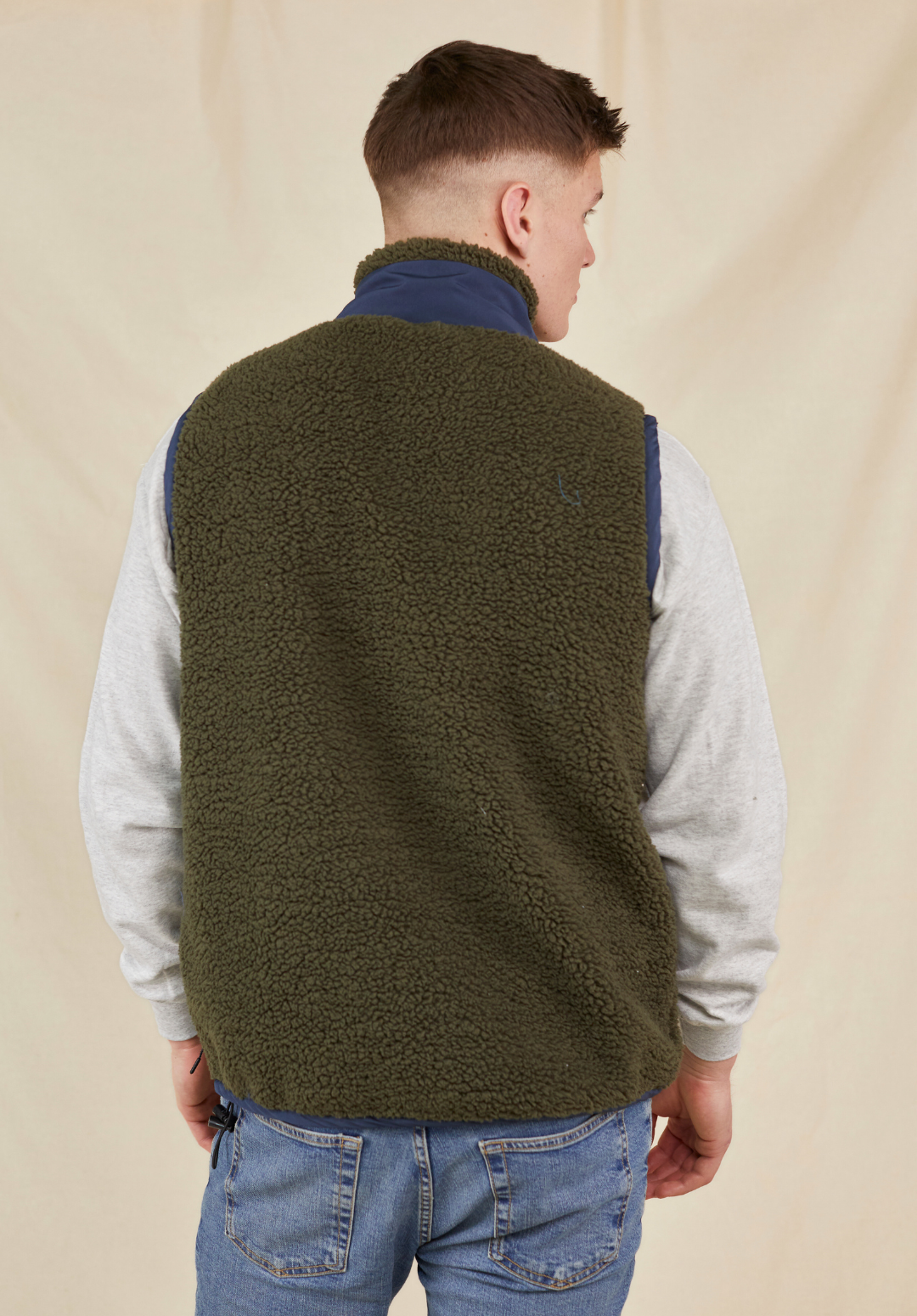 Highland Men's Sherpa Gilet - Olive/Blue