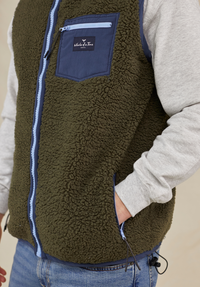 Highland Men's Sherpa Gilet - Olive/Blue