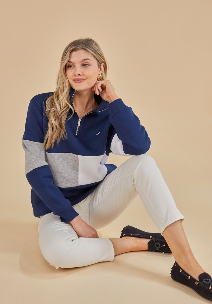 Norfolk Women's Quarter Zip Sweatshirt - Navy