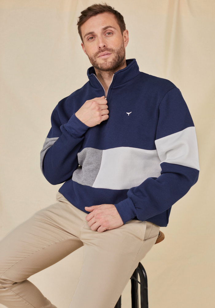 Norfolk Men's Quarter Zip Sweatshirt - Navy