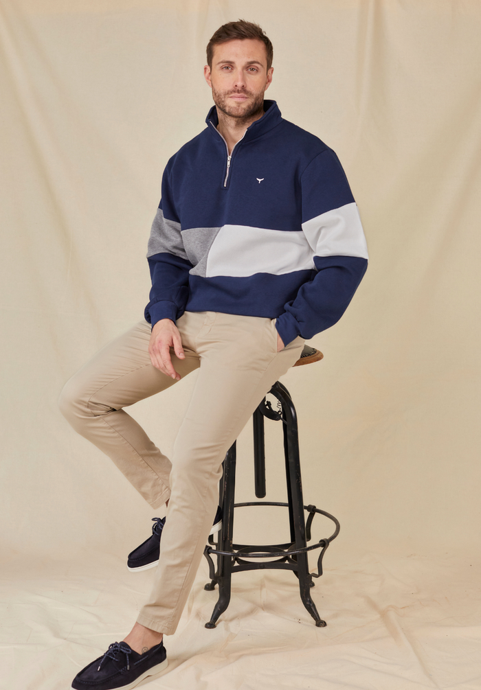 Norfolk Men's Quarter Zip Sweatshirt - Navy