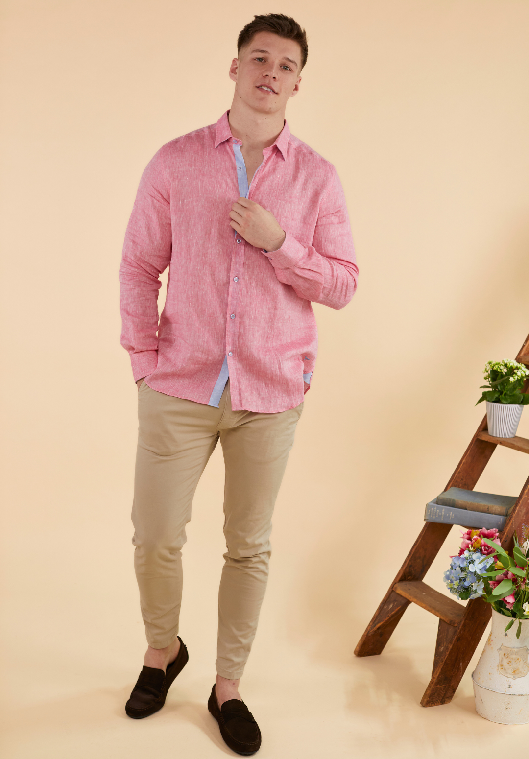 Oakham Linen Shirt - Red