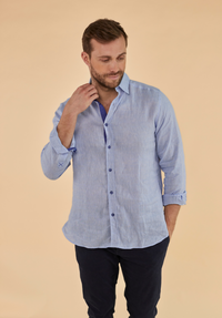 Oakham Men's Linen Shirt - Blue