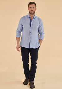 Oakham Men's Linen Shirt - Blue