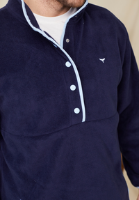 Pembroke Men's Pullover Fleece - Navy & Light Blue