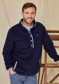 Pembroke Men's Pullover Fleece - Navy & Light Blue