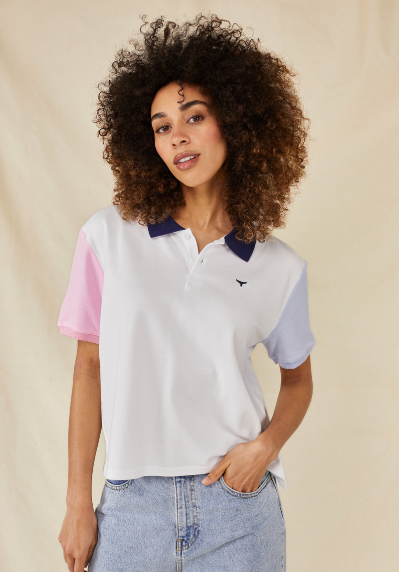 Polzeath Women's Cropped Polo Shirt - White