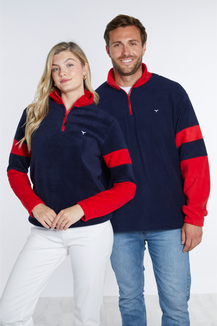 Weybourne Unisex Fleece Quarter Zip - Navy - Whale Of A Time Clothing