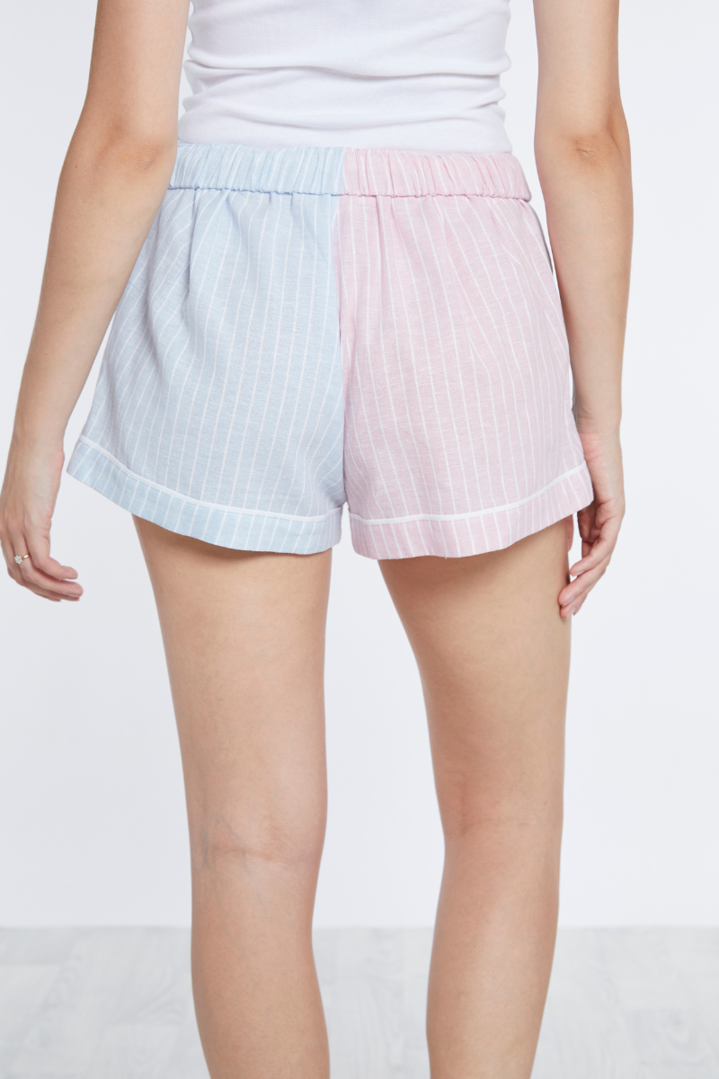 Portland Pyjama Shorts - Blue/Pink Stripe