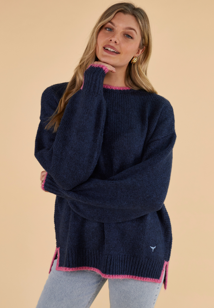 Rockingham Women's Jumper - Navy/Pink