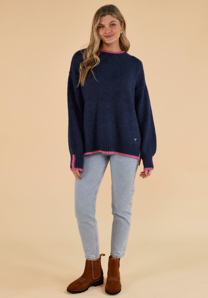 Rockingham Women's Jumper - Navy/Pink