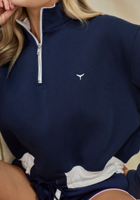 St Ives Women's Cropped Quarter Zip Sweatshirt - Navy