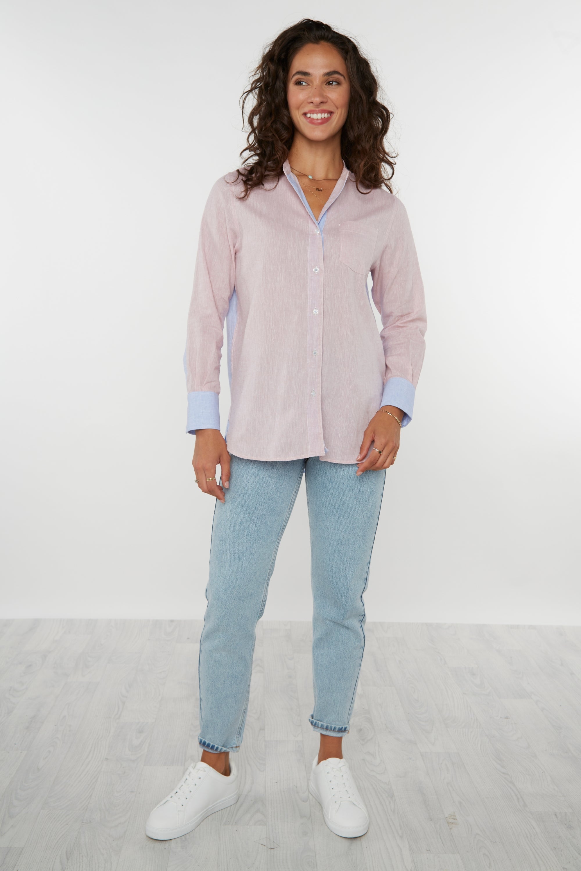 Stamford Linen Shirt Pink Blue