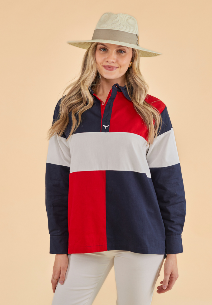 Torbay Women's Deck Shirt - Red/Navy