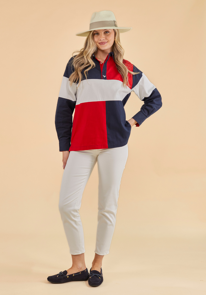 Torbay Women's Deck Shirt - Red/Navy