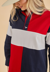 Torbay Women's Deck Shirt - Red/Navy