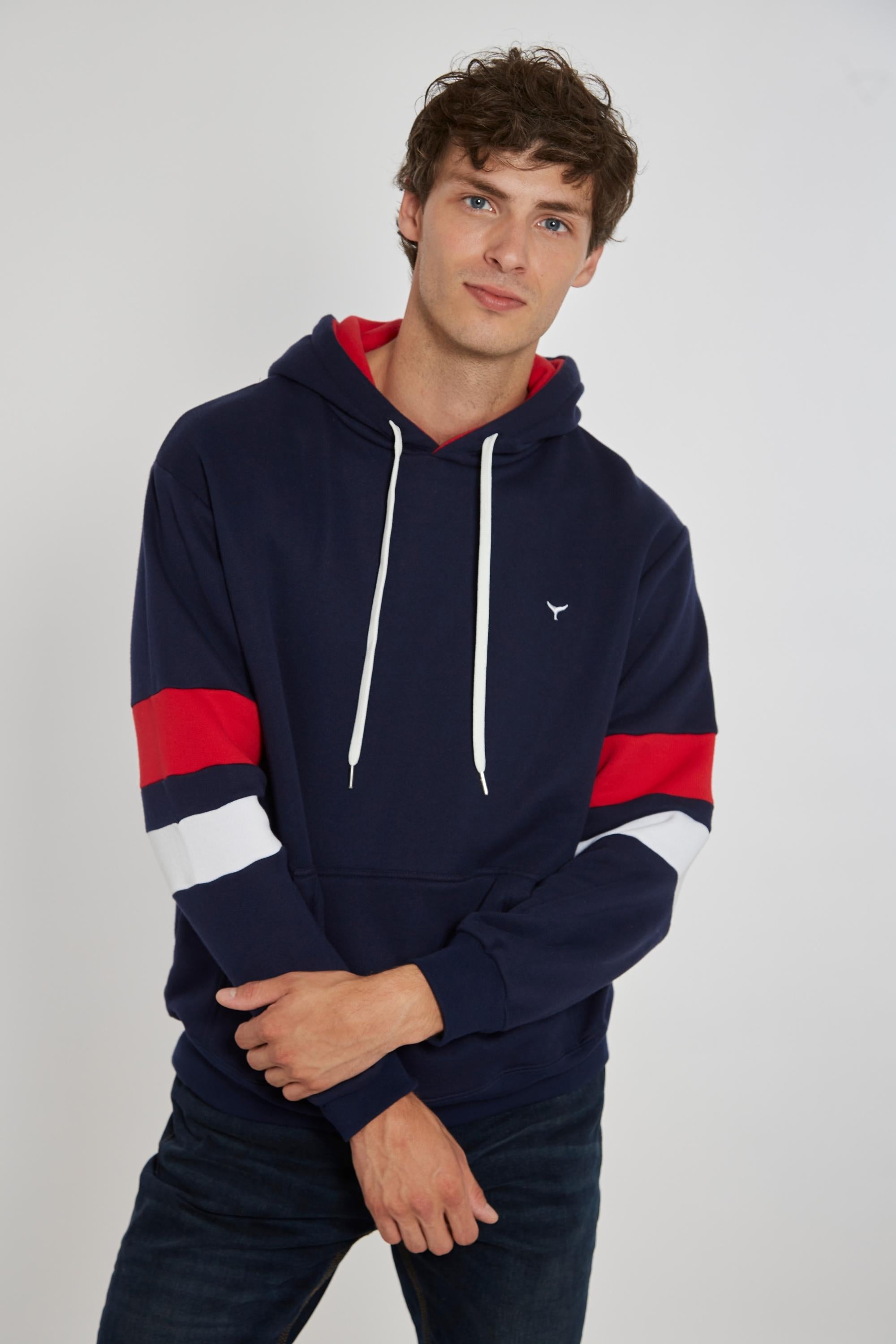 Blue white clearance and red hoodie